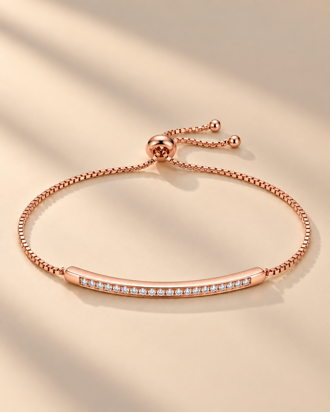 Rose Gold Bar Bracelet in 925 Silver | Cilvira