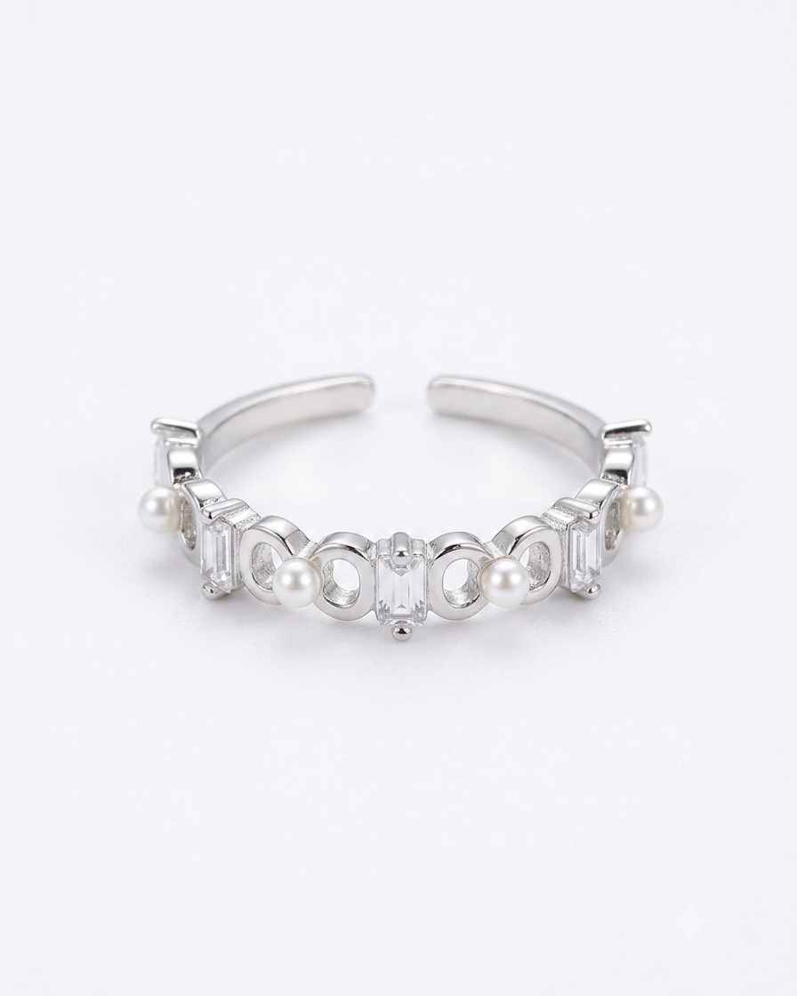 925 Silver Pearl Loop Ring #color_silver