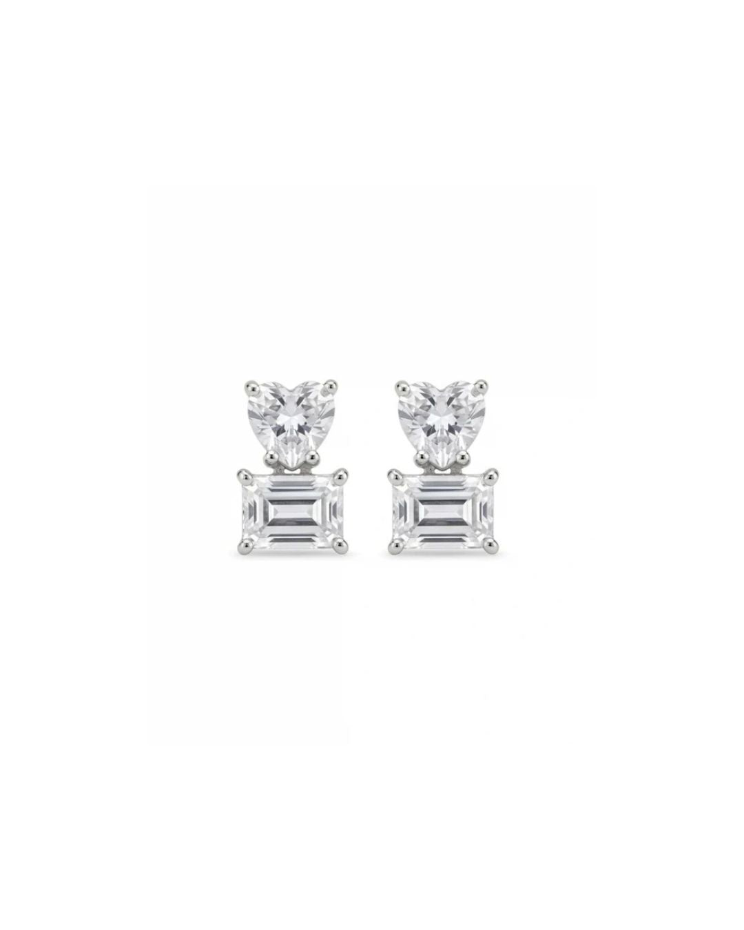 Statement earrings with heart and emerald #color_silver