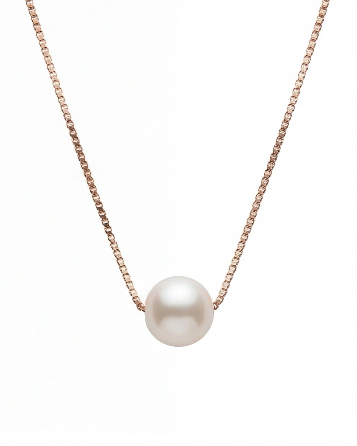 Single Pearl Chain Necklace for Women#color_rose gold