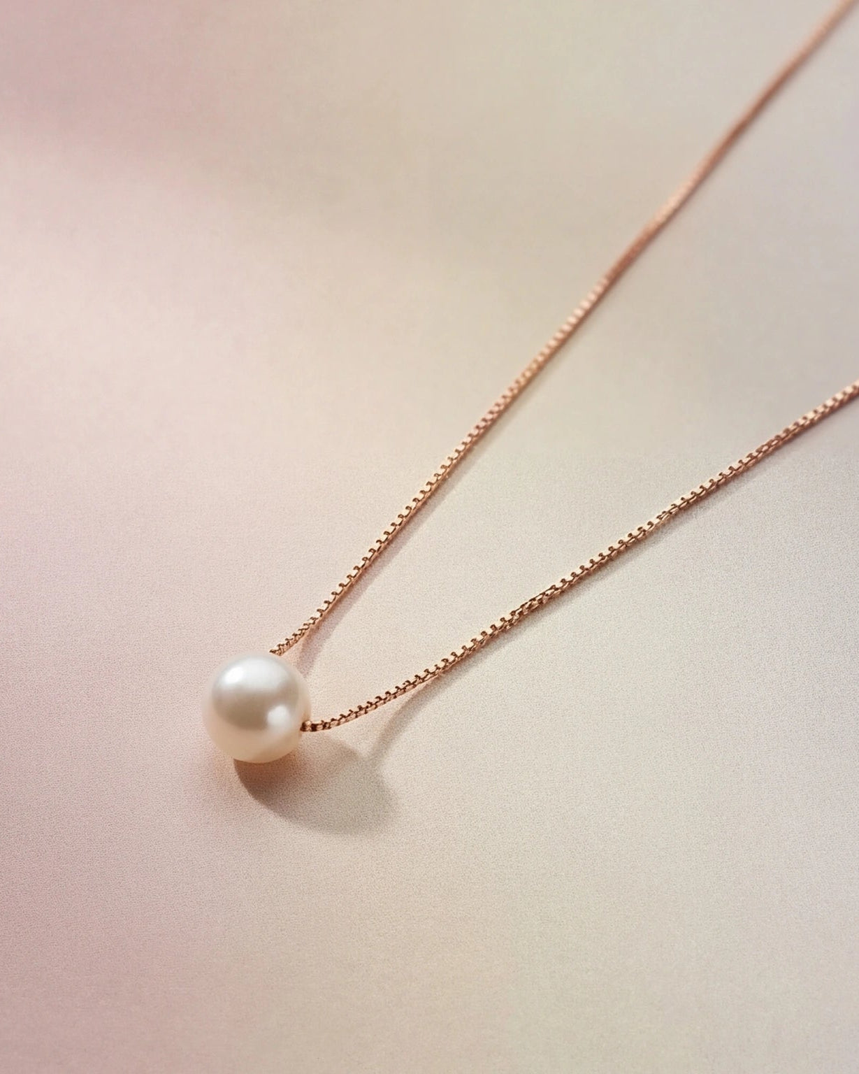 Single Pearl Chain Necklace for Women#color_rose gold