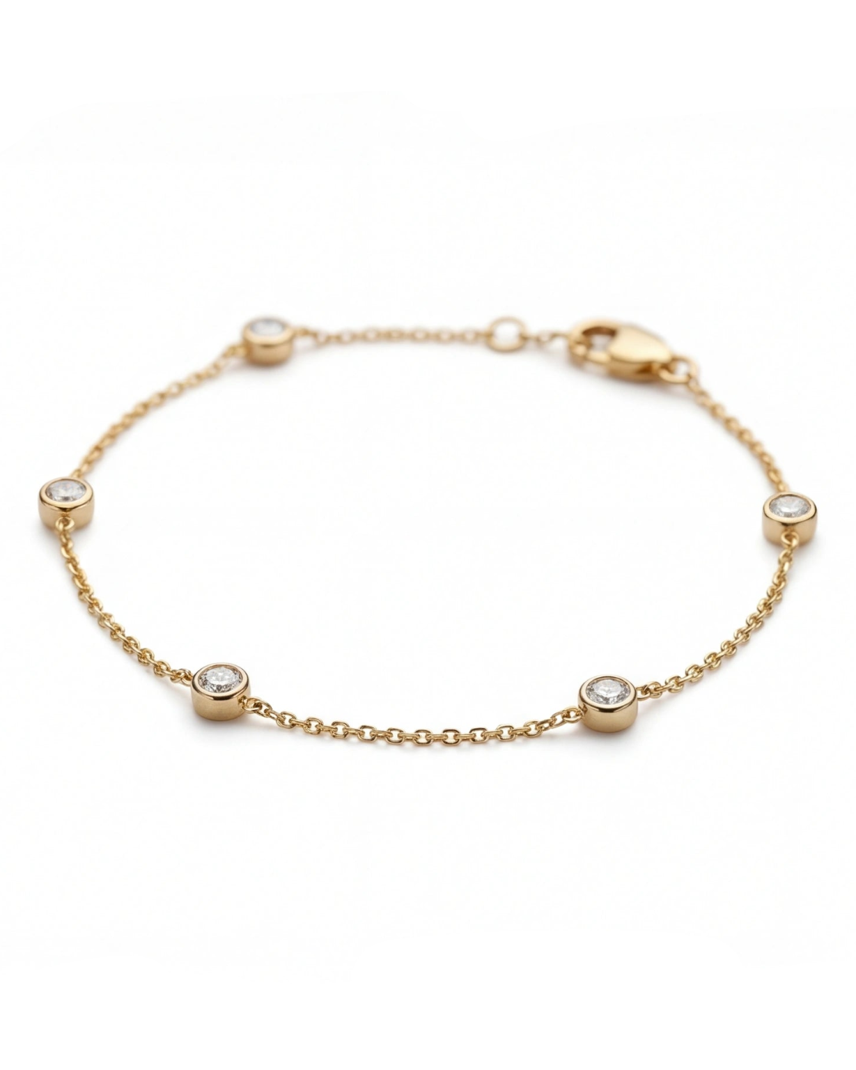 CZ Chain Bracelet for Women#color_gold