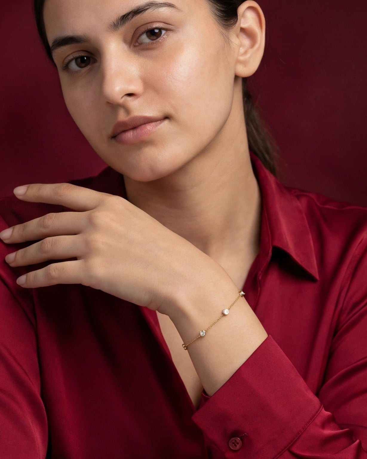 CZ Chain Bracelet for Women#color_rose gold