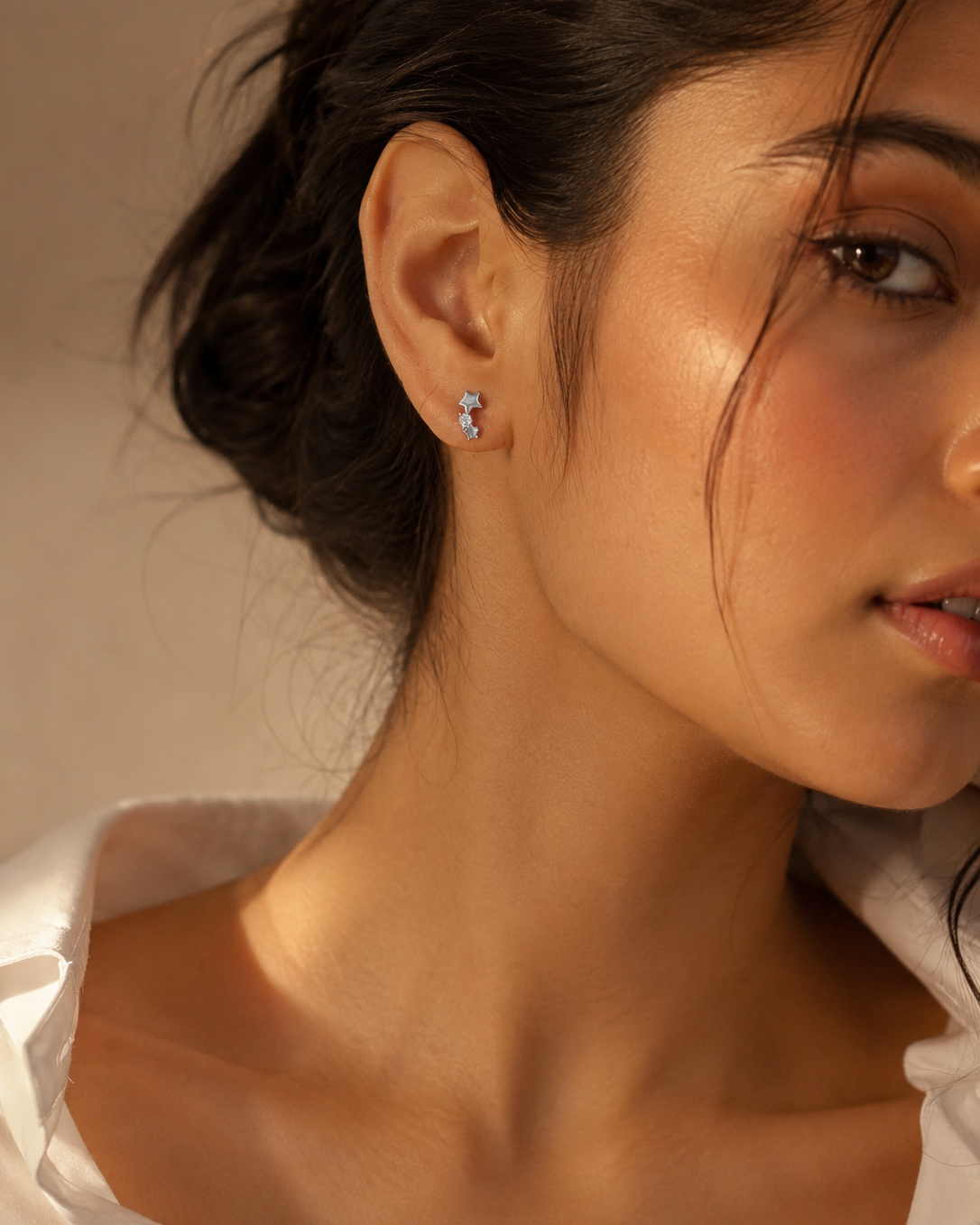 Stella Twin Star 925 Silver Stud Earrings #color_silver