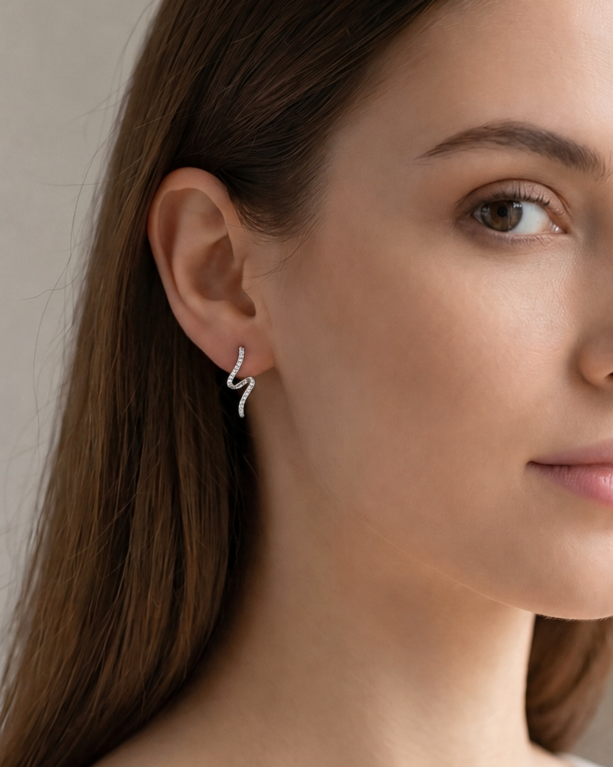 Twisted Stone Drop Earrings #color_silver