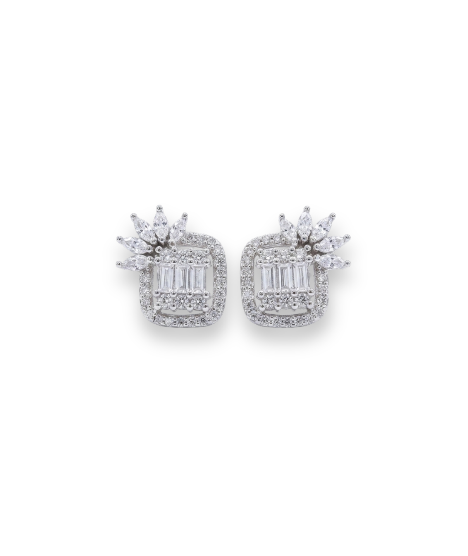 Celeste Halo Floral Stud Earrings in 925 Sterling Silver