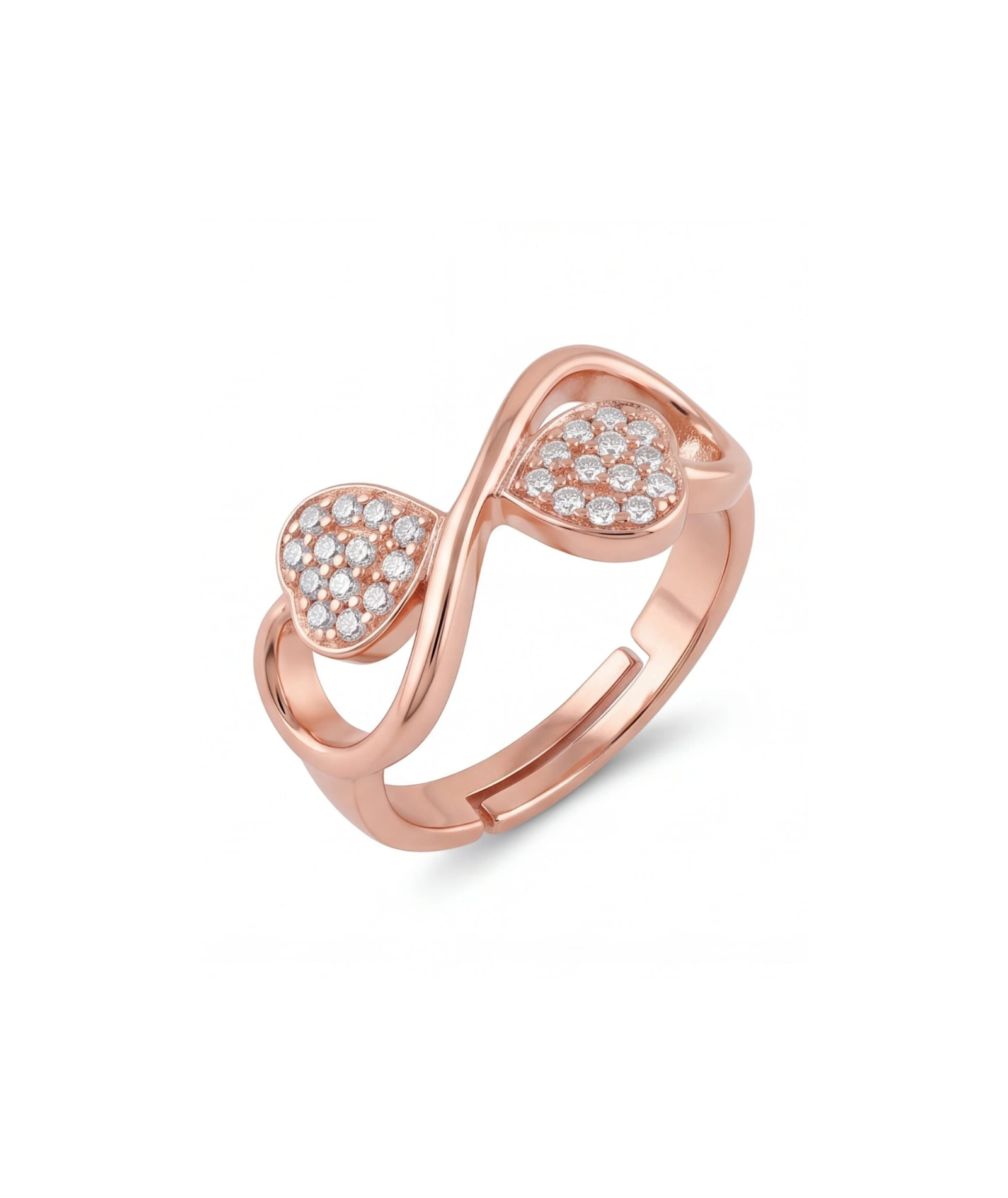 Pavé Double Heart Infinity Ring