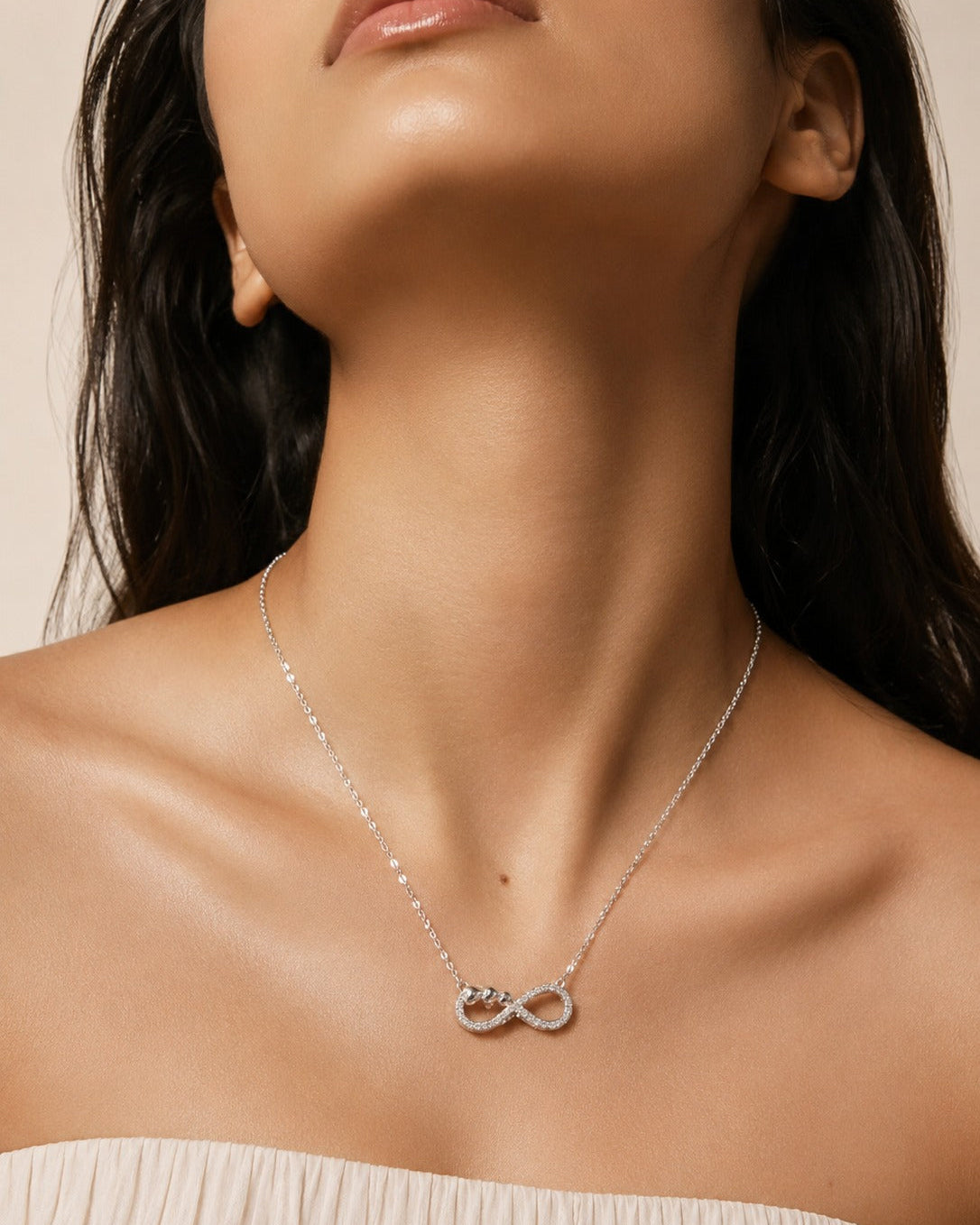 Sparkle Infinity & Heart Pendant Necklace #color_silver