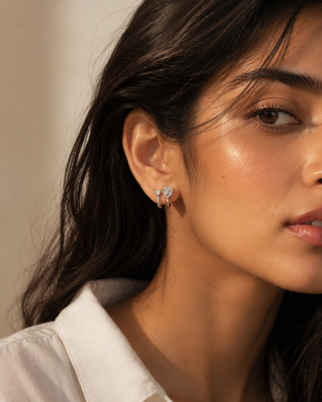 925 silver heart hoop earrings