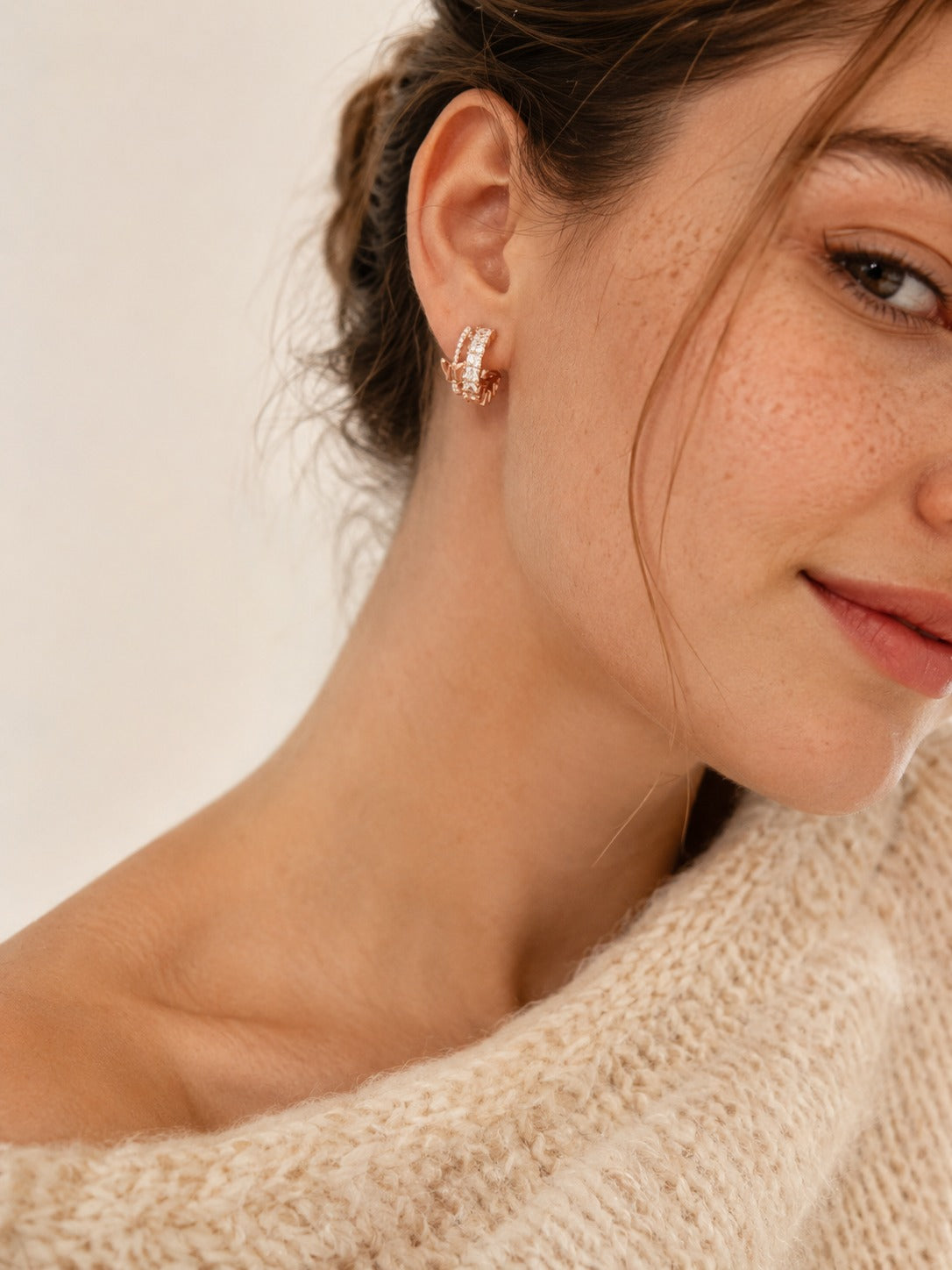 Mariposa Pearl Butterfly Hoop Earrings #color_rose gold