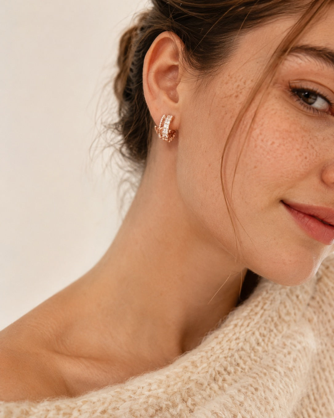 Mariposa Pearl Butterfly Hoop Earrings #color_rose gold