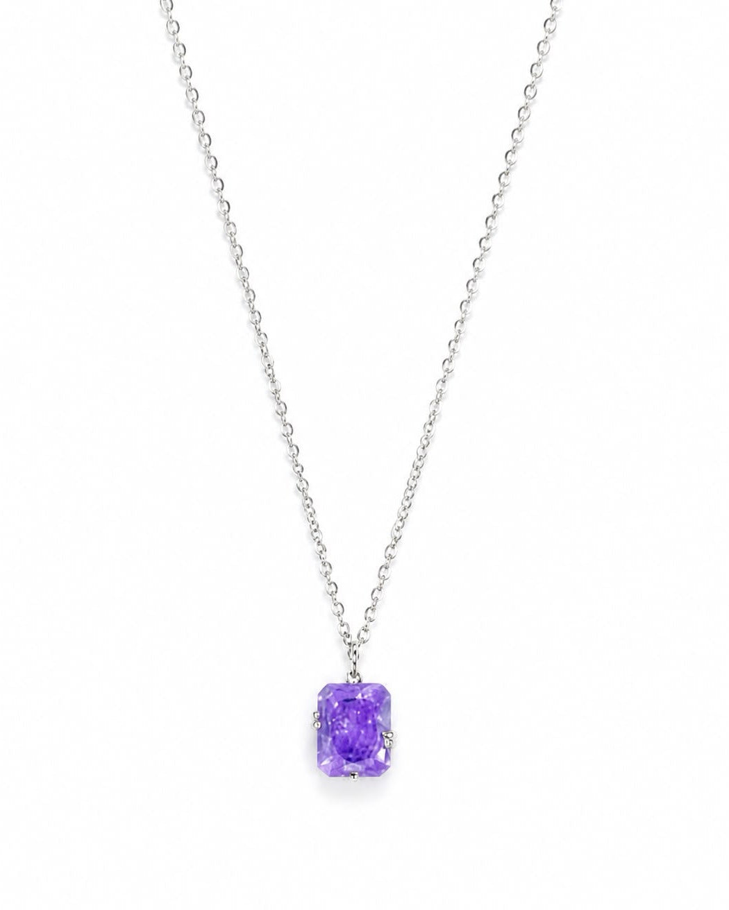 Princess cut purple necklace
