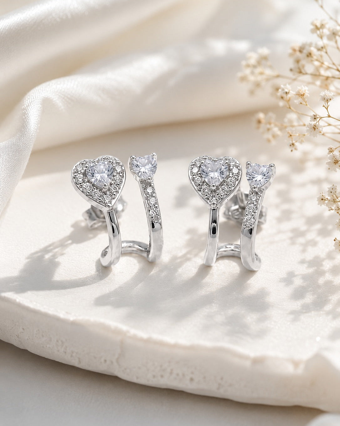 925 silver heart hoop earrings
