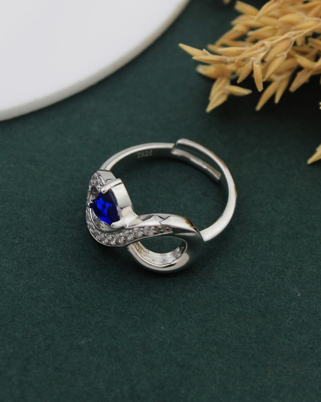 Blue pear twist ring