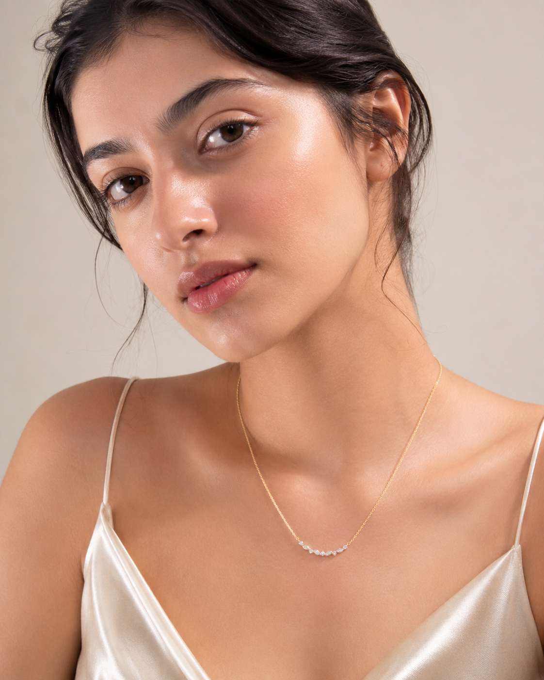 CZ Leaf Chain Necklace for Women #color_gold