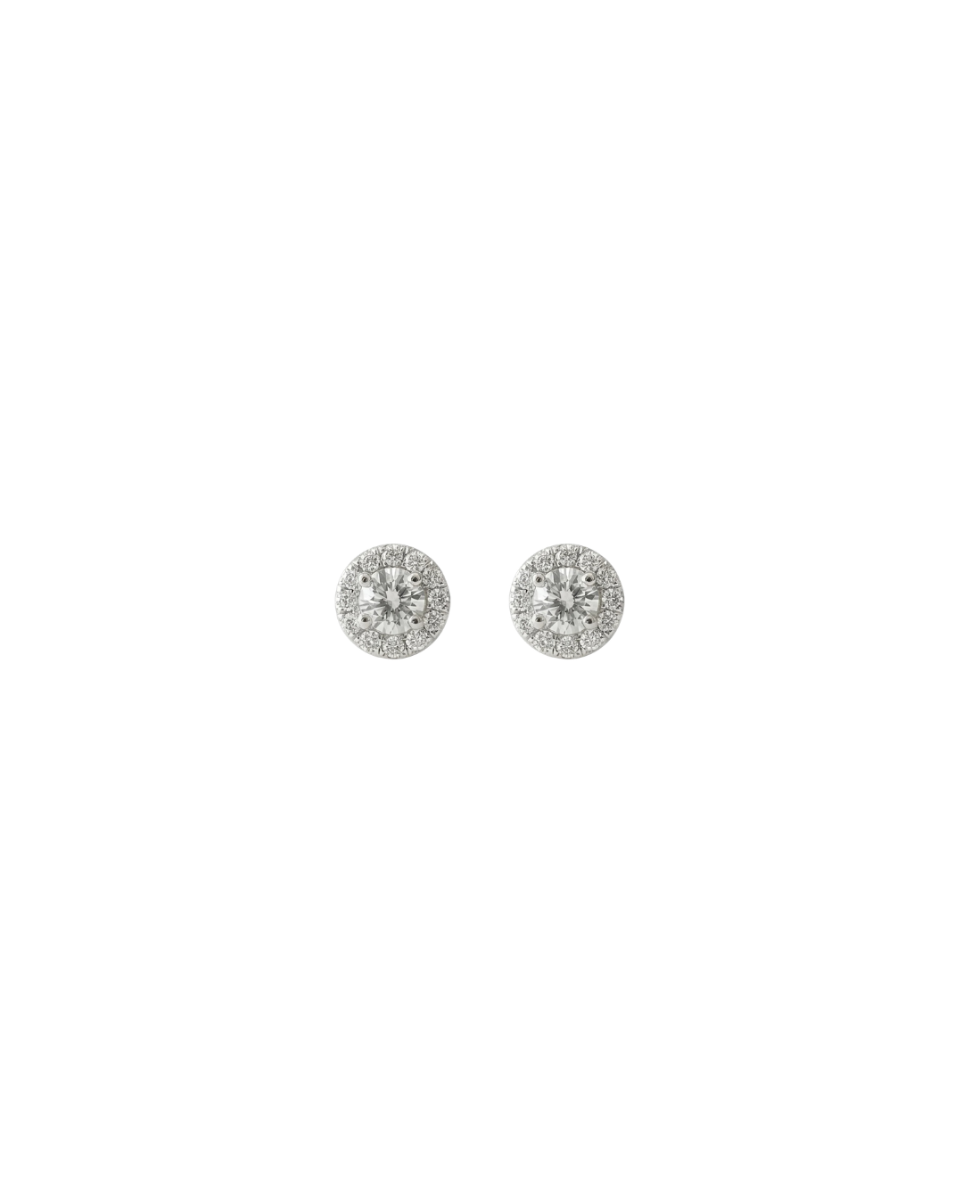 Round CZ Halo Stud Earrings for Women#color_silver