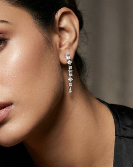 Classic round CZ halo stud earrings #color_silver