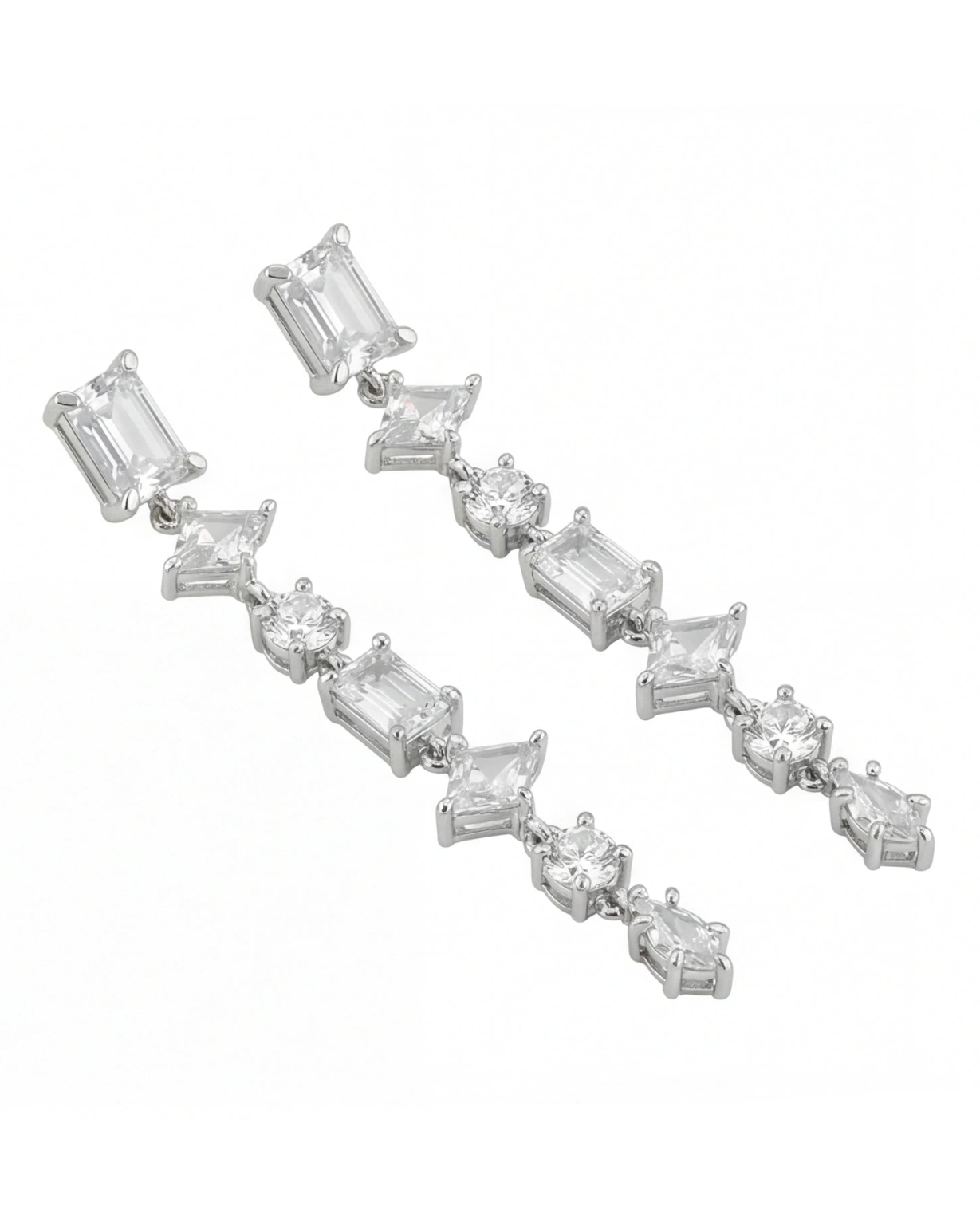 Classic round CZ halo stud earrings #color_silver