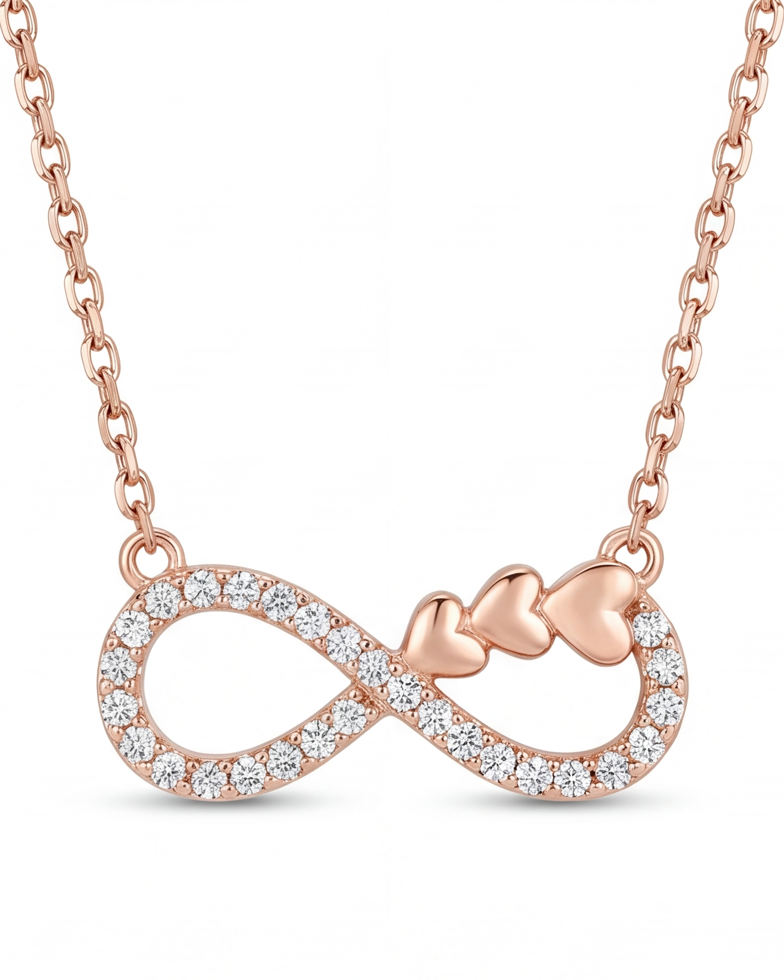 Sparkle Infinity & Heart Pendant Necklace #color_rose gold