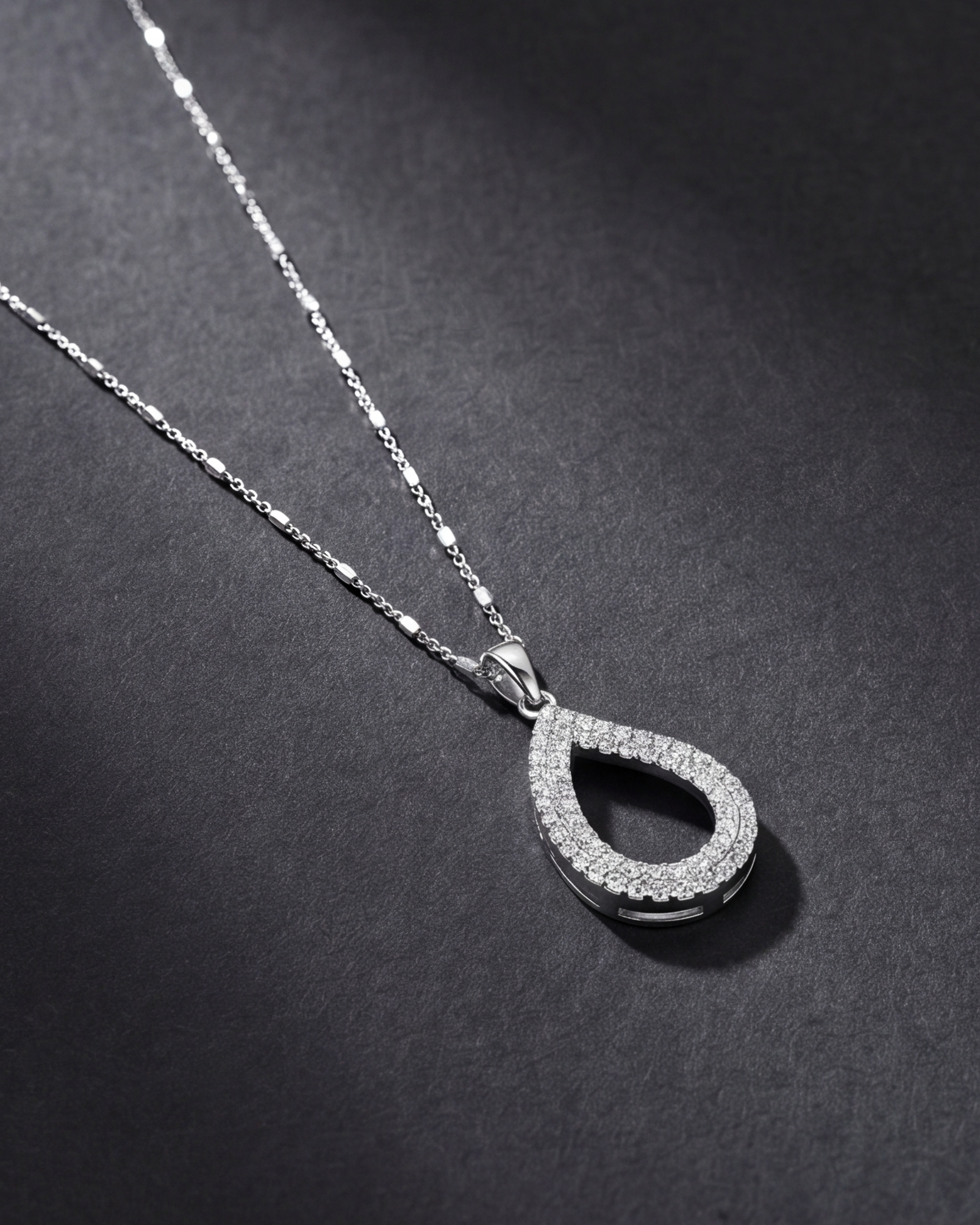 Crystal Pear Silhouette Pendant Necklace #color_silver