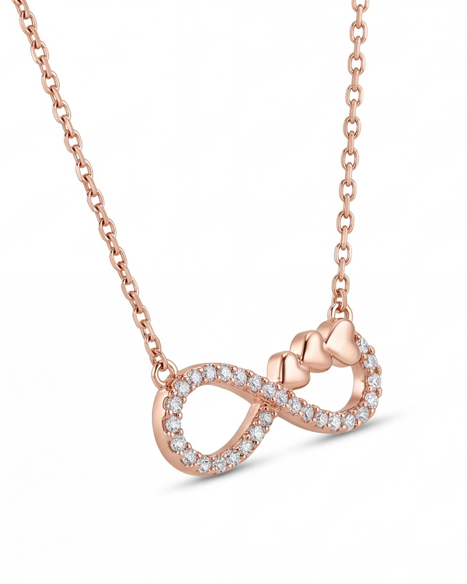 Sparkle Infinity & Heart Pendant Necklace #color_rose gold
