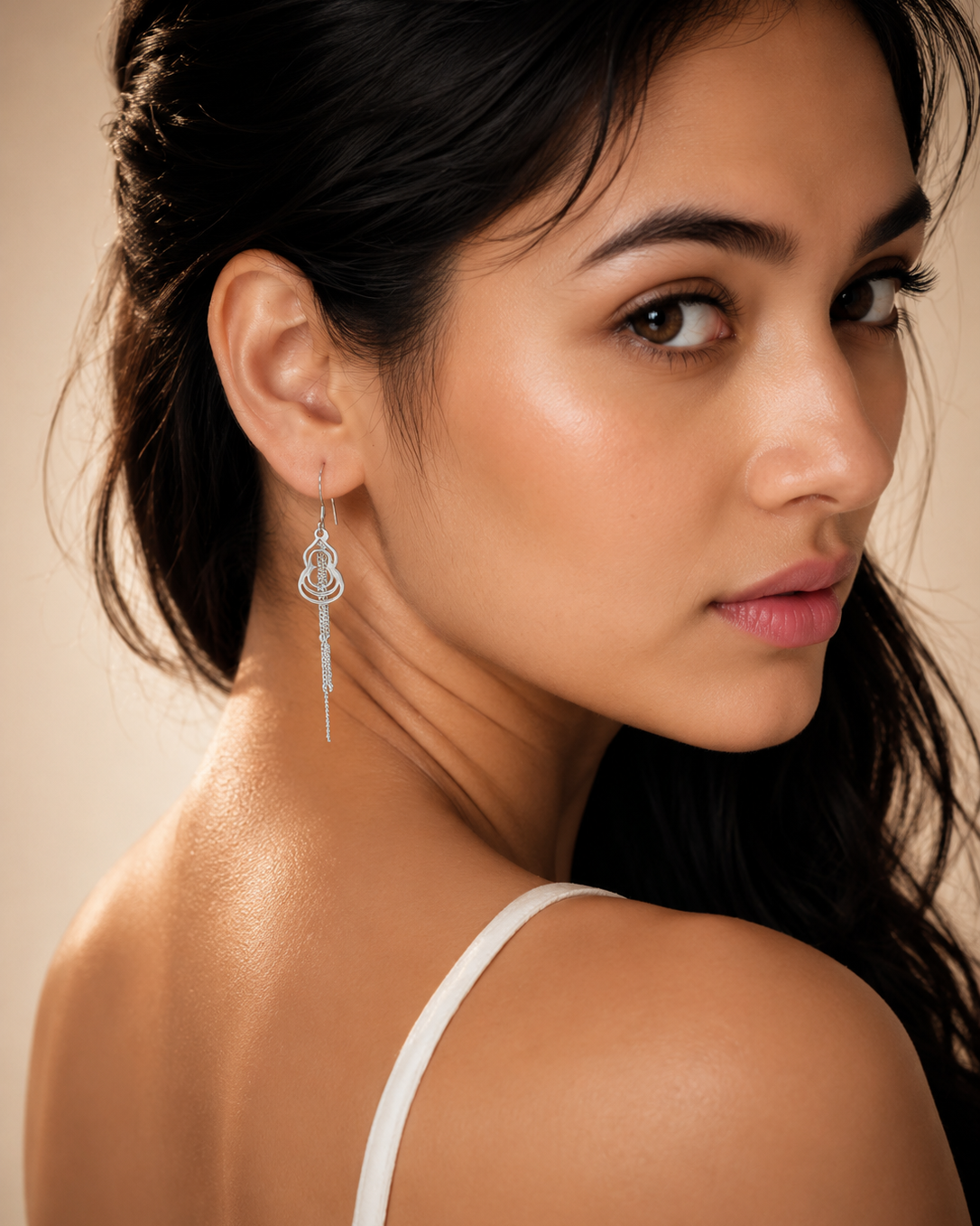 925 Sterling Silver open gourd drop earrings #color_silver