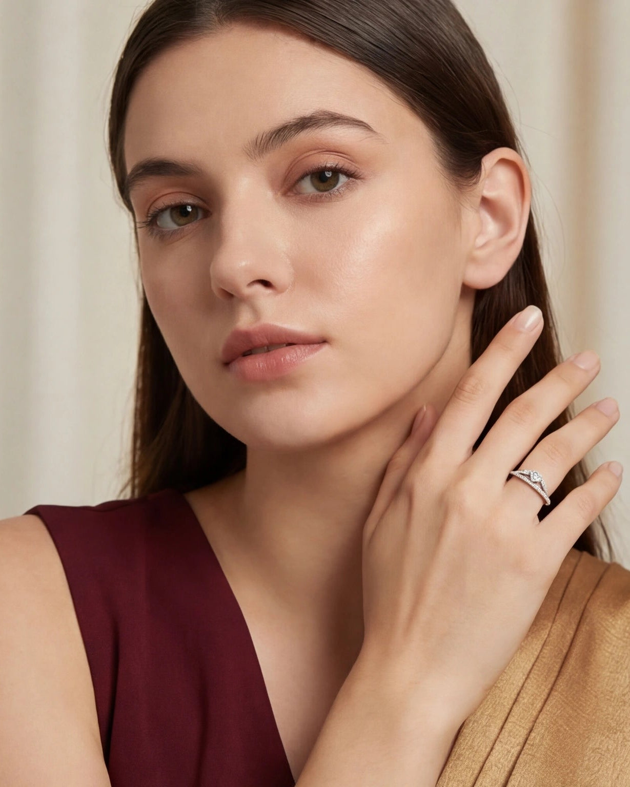 Heart CZ Ring for Women#color_silver