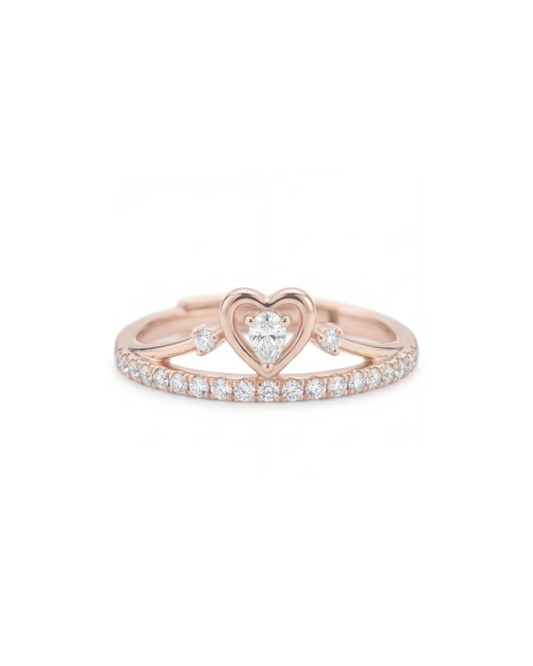 Heart CZ Ring for Women#color_rose gold