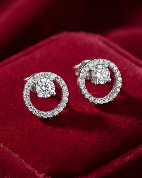 Adeline Circle Studs – 925 Silver Halo Earrings Style Guide for Everyday Elegance