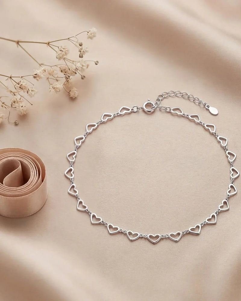 Heart Chain Anklet – Silver Heart Links Anklet Style Guide for Women