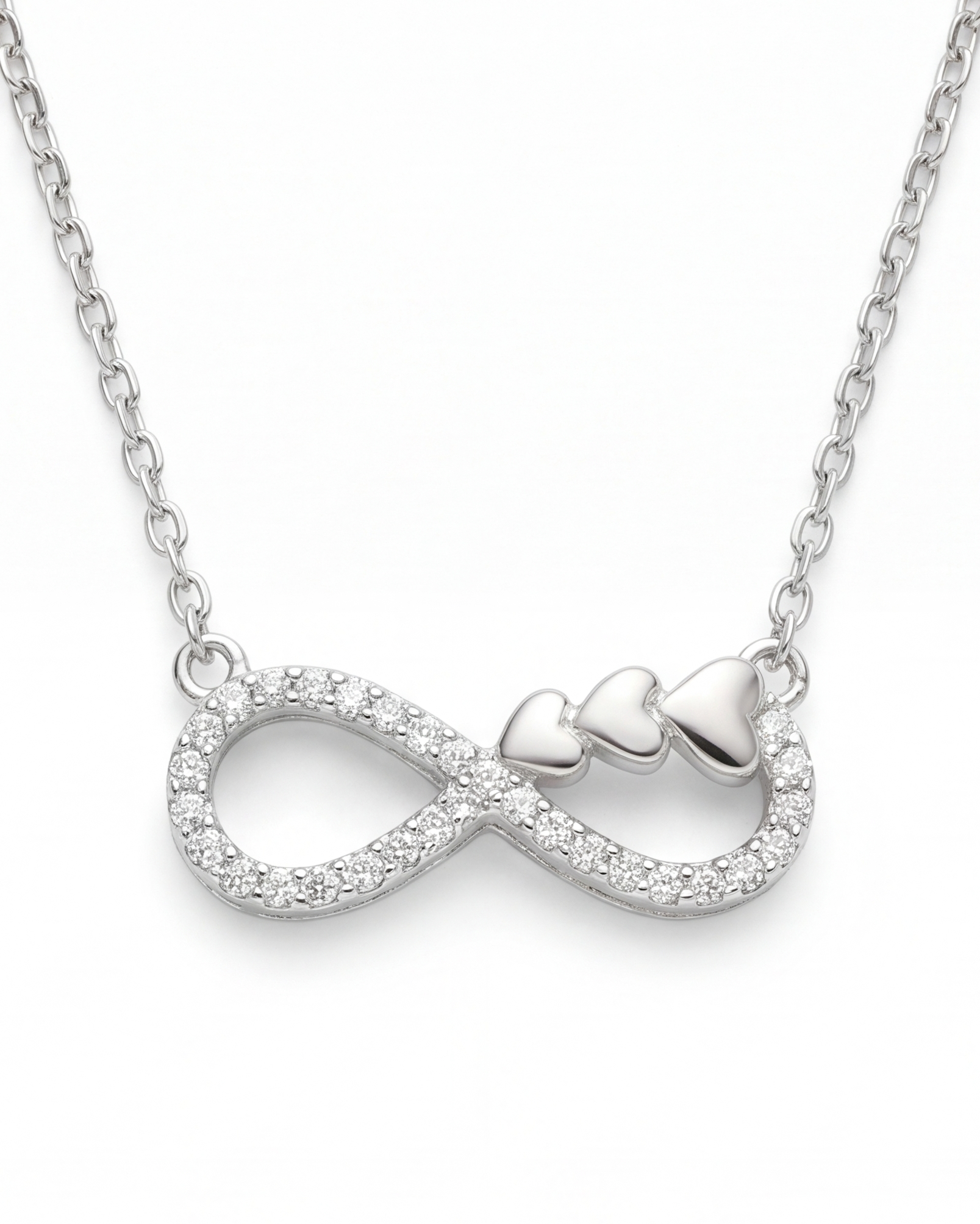 Sparkle Infinity & Heart Pendant Necklace #color_silver
