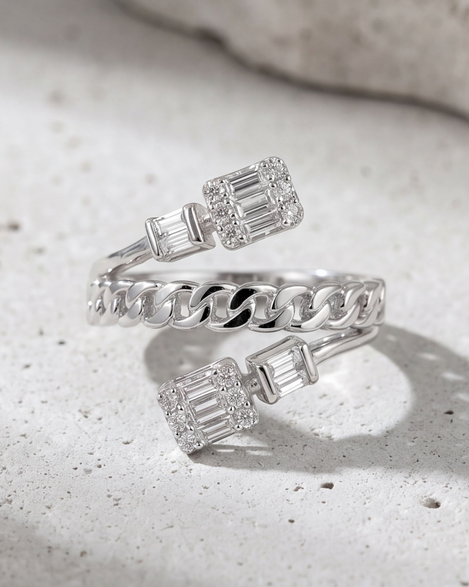 Double stack ring for women#color_silver
