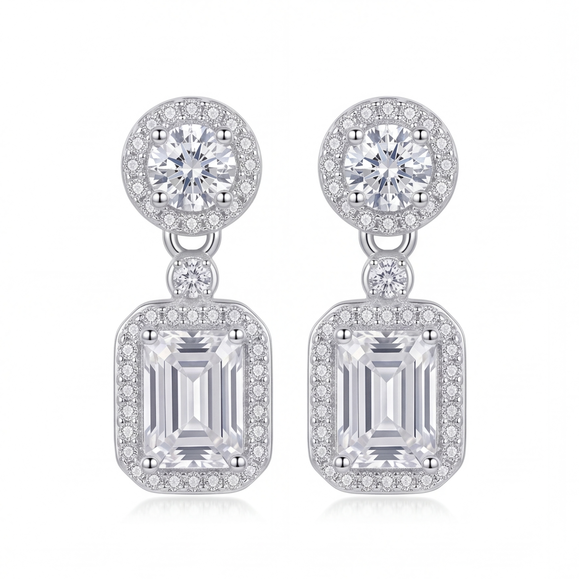 Elgin Crescent Halo Drop Earrings #color_silver 