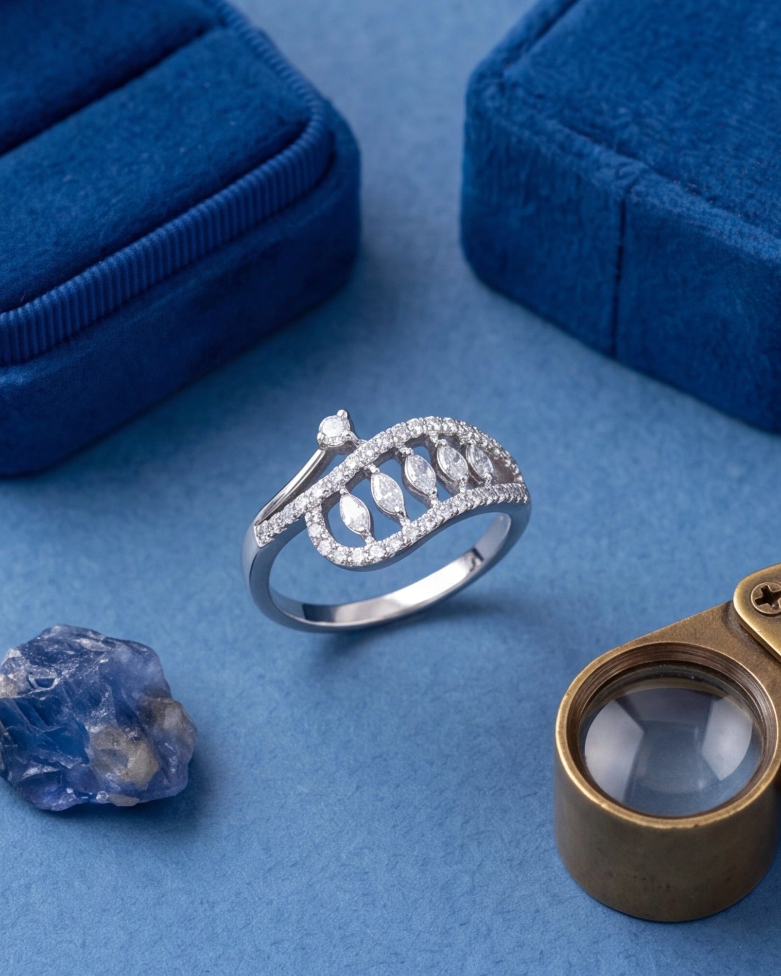 Diamante Arch Ring Crystal Tiara Band Ring for Women #color_silver 