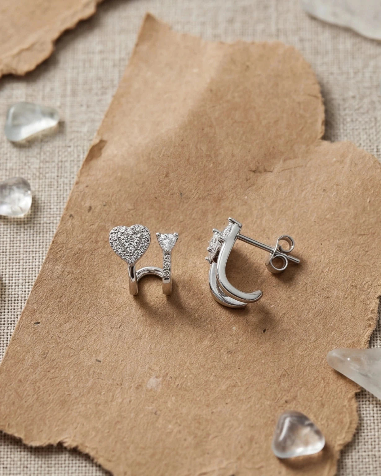925 silver heart hoop earrings