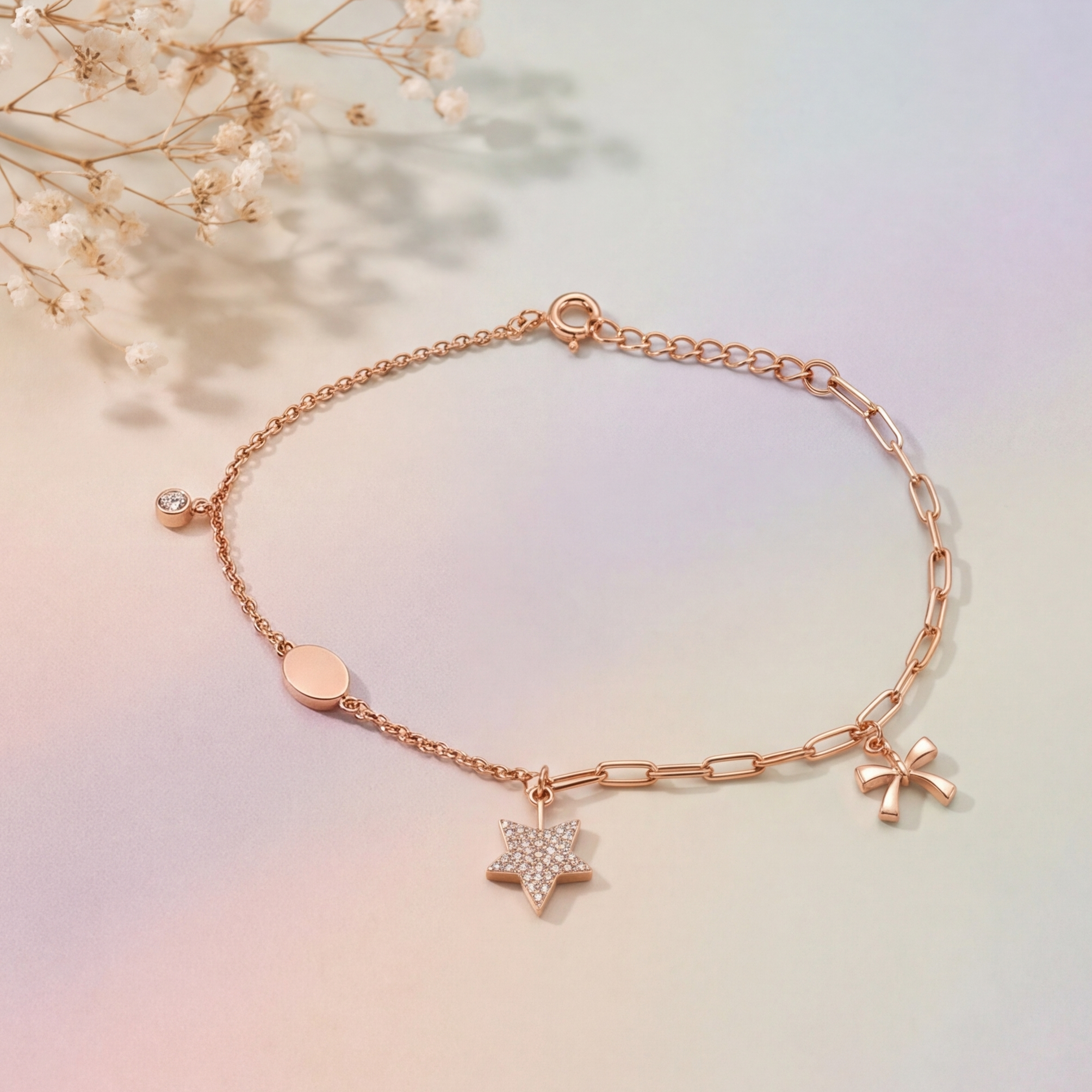 The Story Bracelet – Star, Bow & Heart Charm Bracelet for Women