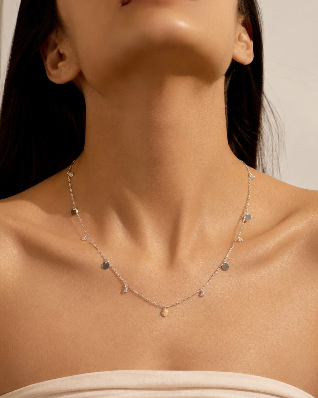 Station charm chain necklace