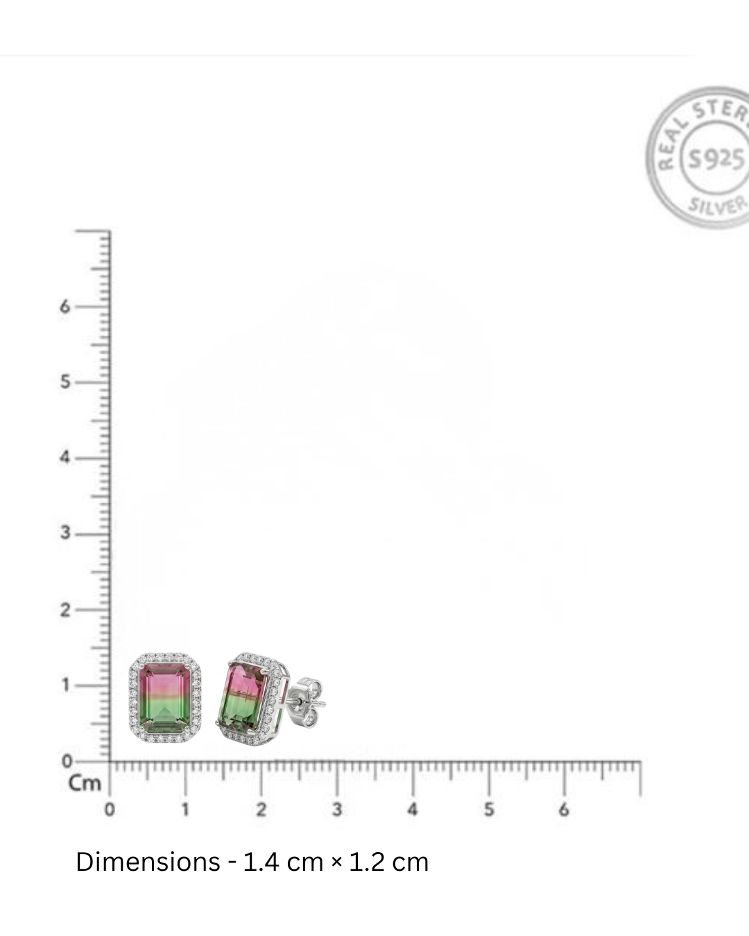 Aurora Watermelon Gem Stud Earrings in 925 Sterling Silver