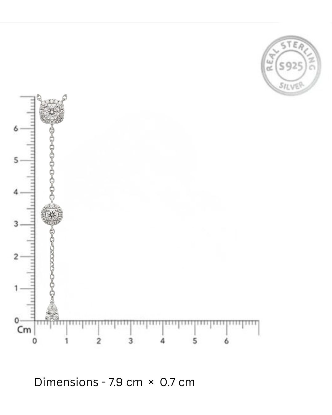 Square Halo Lariat Necklace | 925 Sterling Silver Drop Necklace