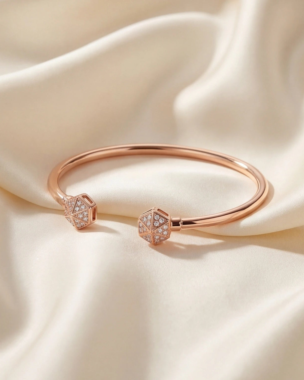 Hexagon CZ Bracelet for Women#color_rose gold