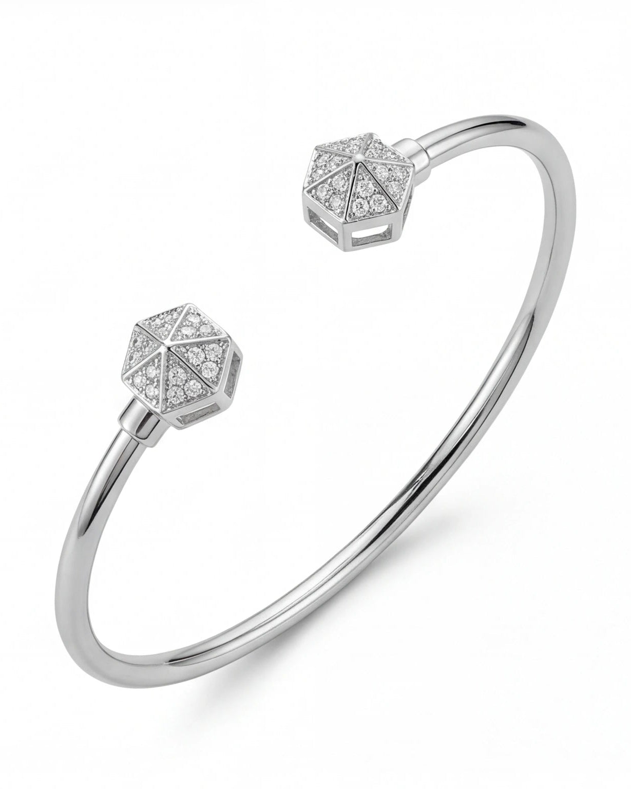 Hexagon CZ Bracelet for Women#color_silver
