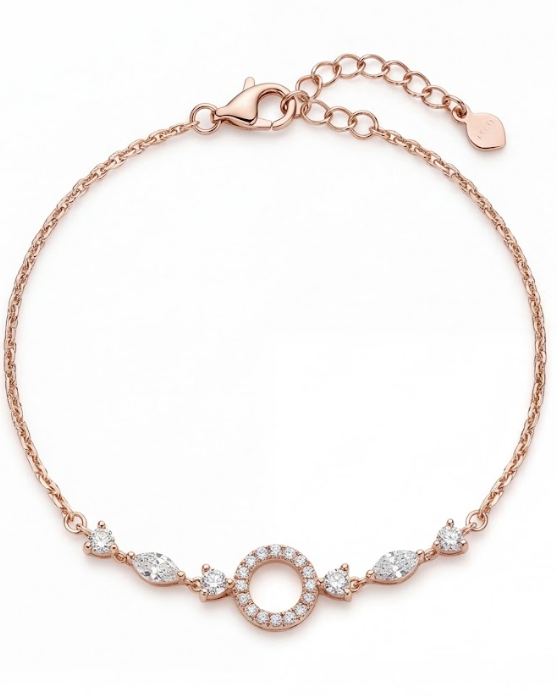CZ Circle Bracelet for Women#color_rose gold