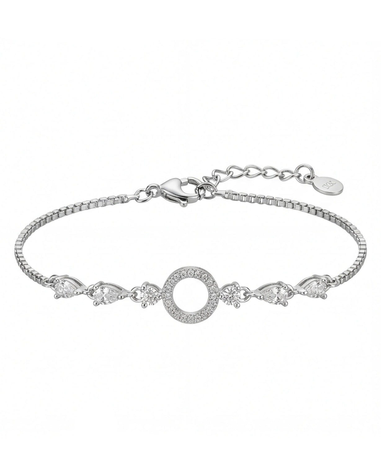CZ Circle Bracelet for Women#color_silver