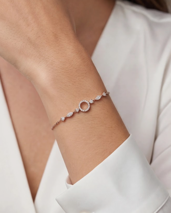 CZ Circle Bracelet for Women#color_rose gold