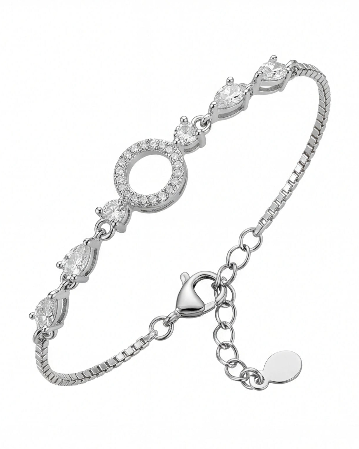 CZ Circle Bracelet for Women#color_silver