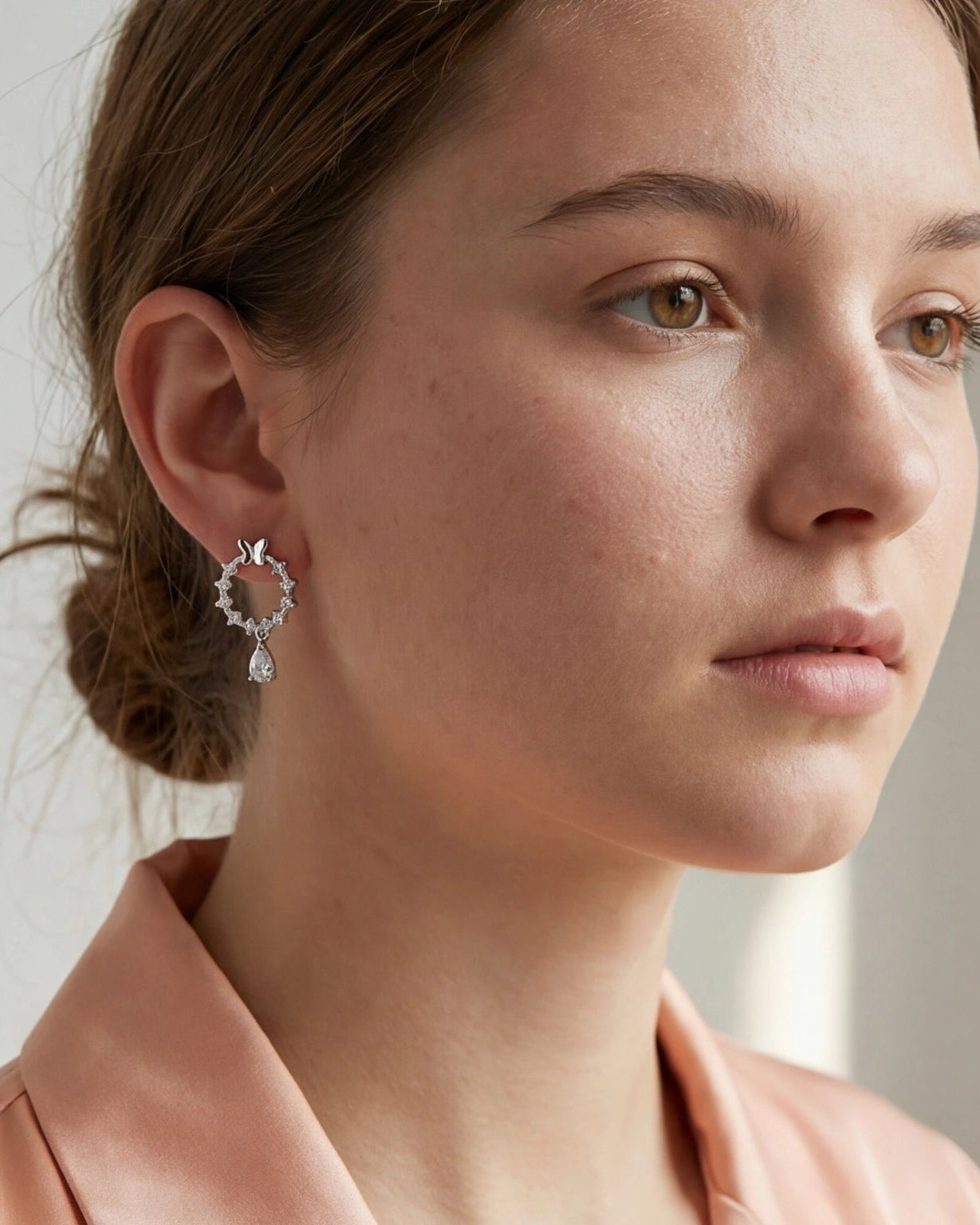 Elegant Ayla Butterfly Heart Drop Earrings#color_silver
