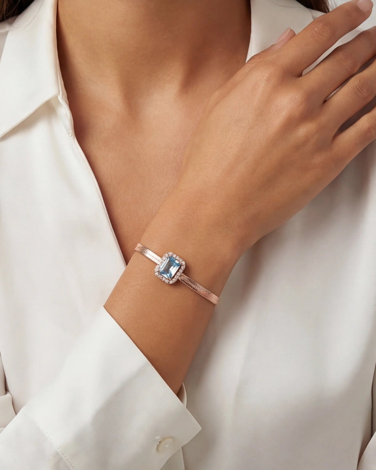 Azure CZ Bracelet for Women #color_rose gold