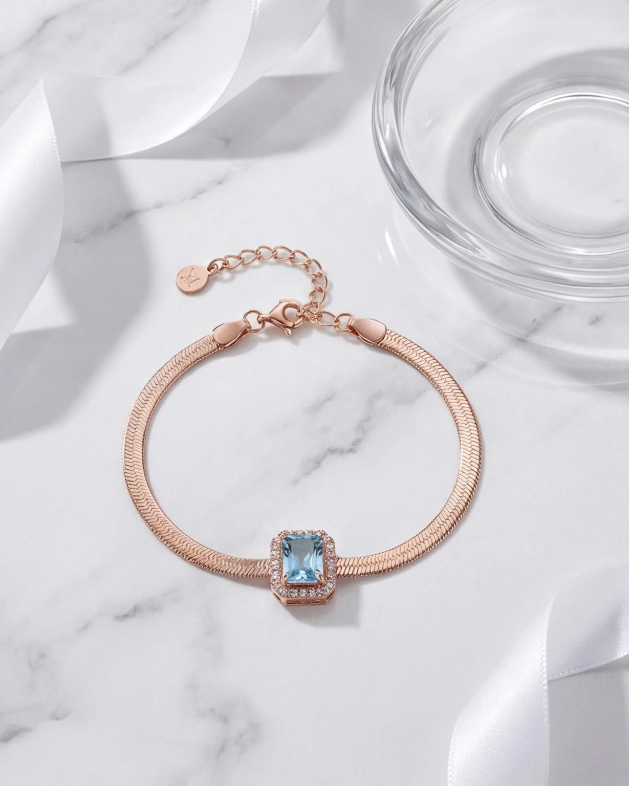 Azure CZ Bracelet for Women#color_rose gold