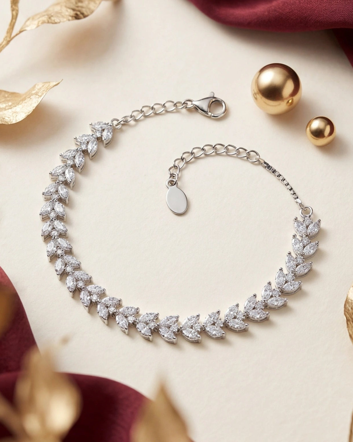 Marquise CZ Bracelet for Women#color_silver