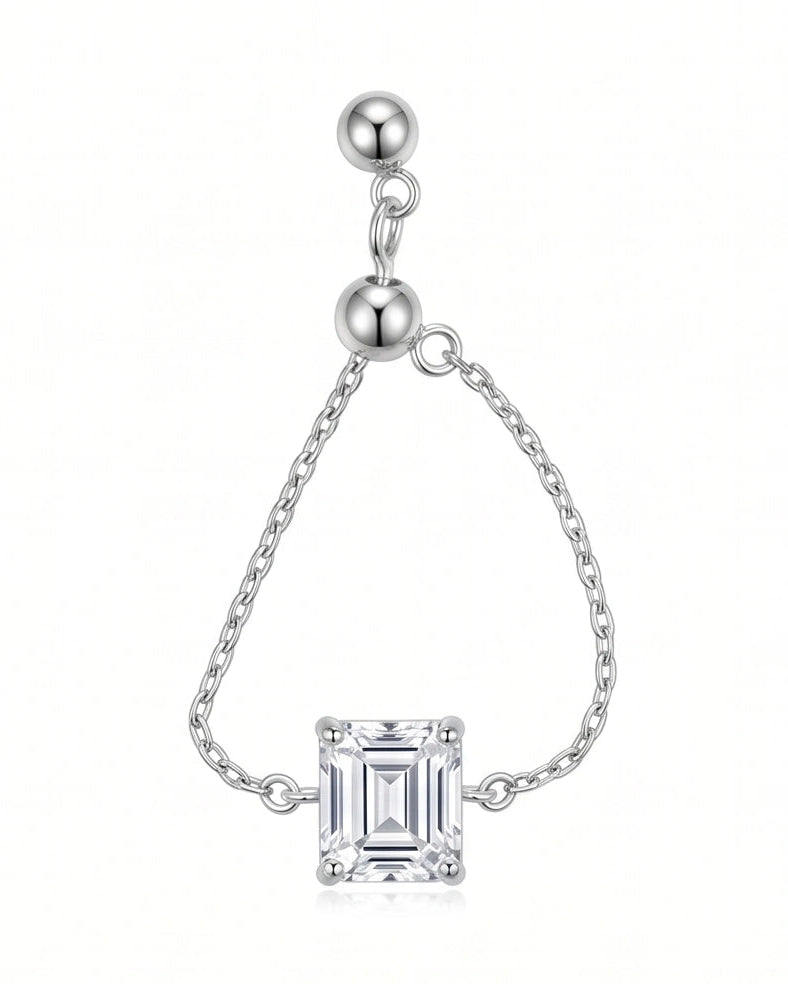 Square CZ Knot Adjustable Chain Ring for Women #color_silver
